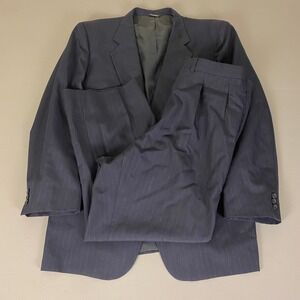 Classic Men's Navy Pinstripe Suit Jacket and Trousers